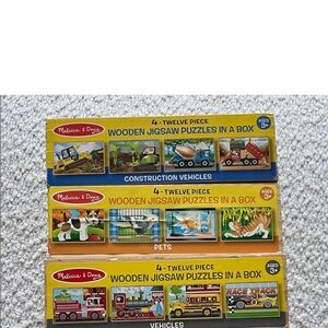 Melissa & Doug Colorful Wooden Jigsaw Puzzle Set (12)